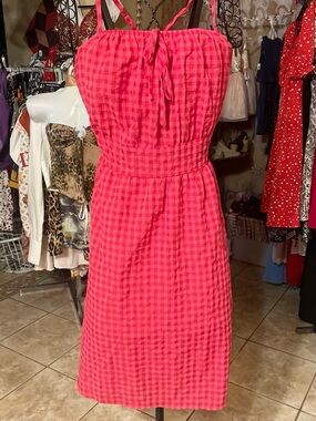 Women’s Pink Gingham Summer Dress - Sleeveless